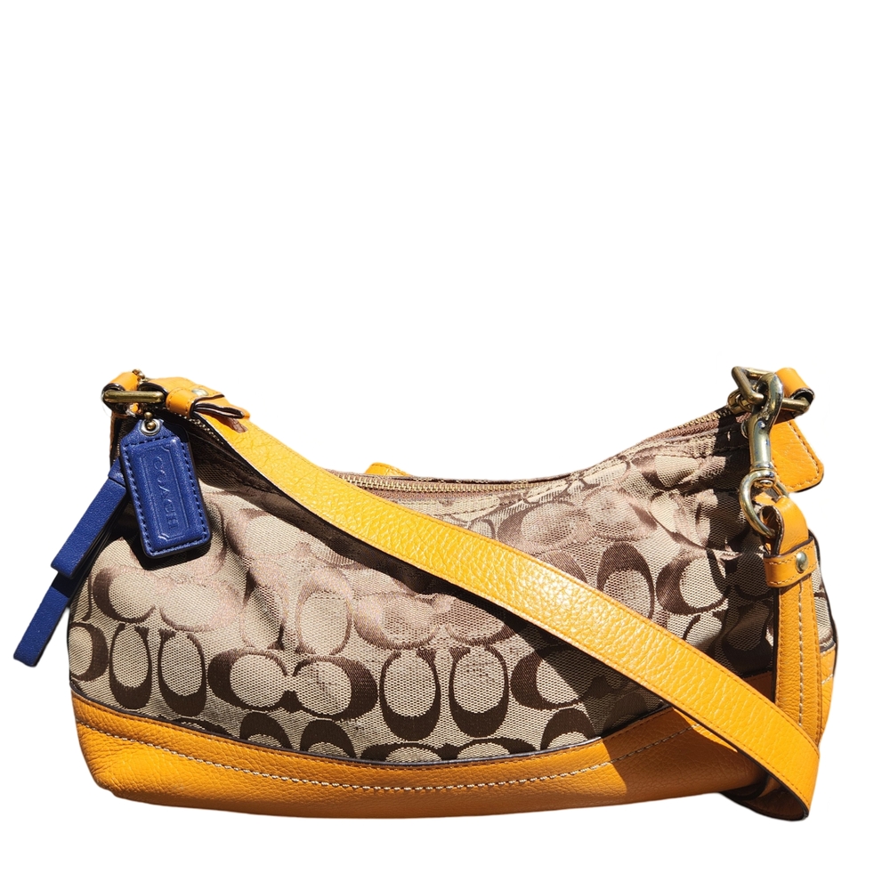 Coach Signature Yellow Leather Hobo Bag